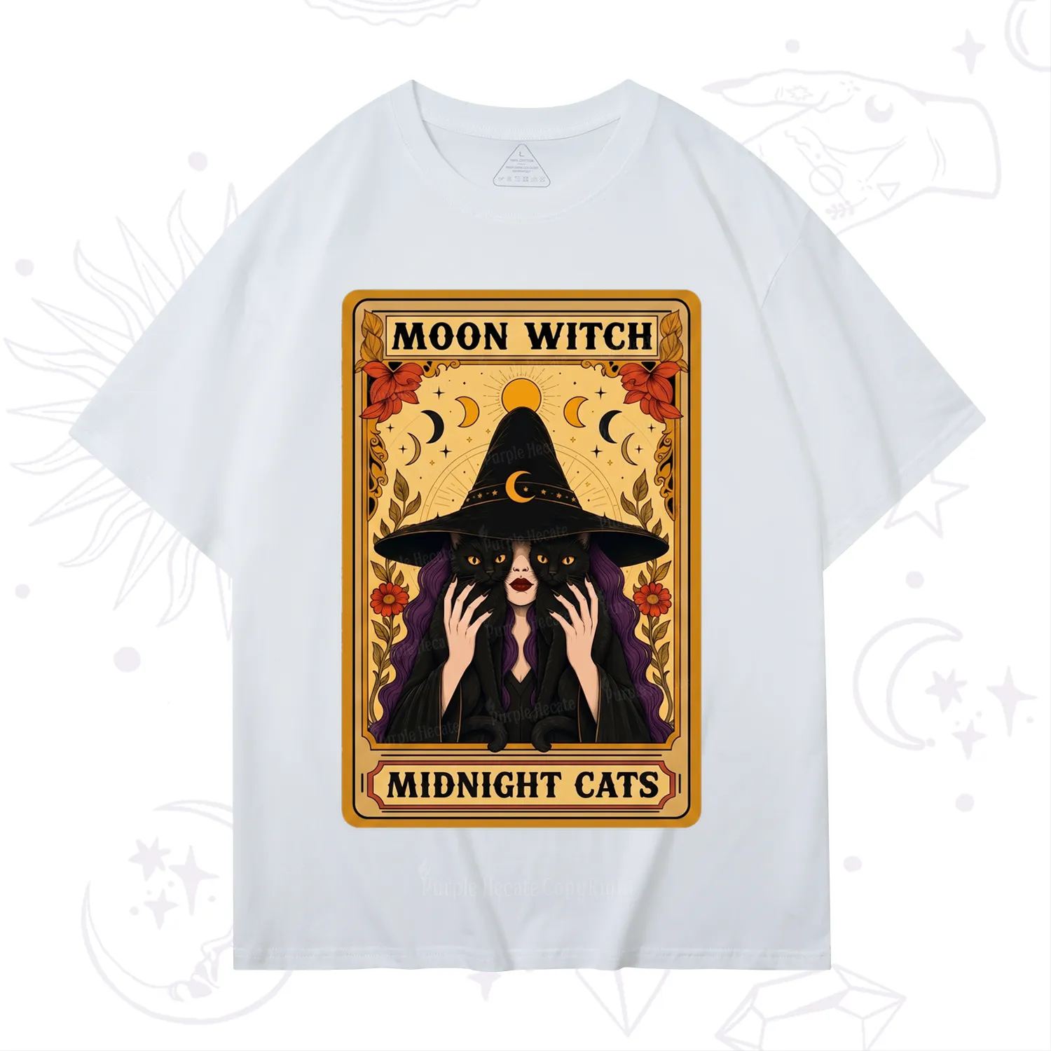 Purplehecate The Moon Witch Midnight Cats Oracle Card T-Shirt
