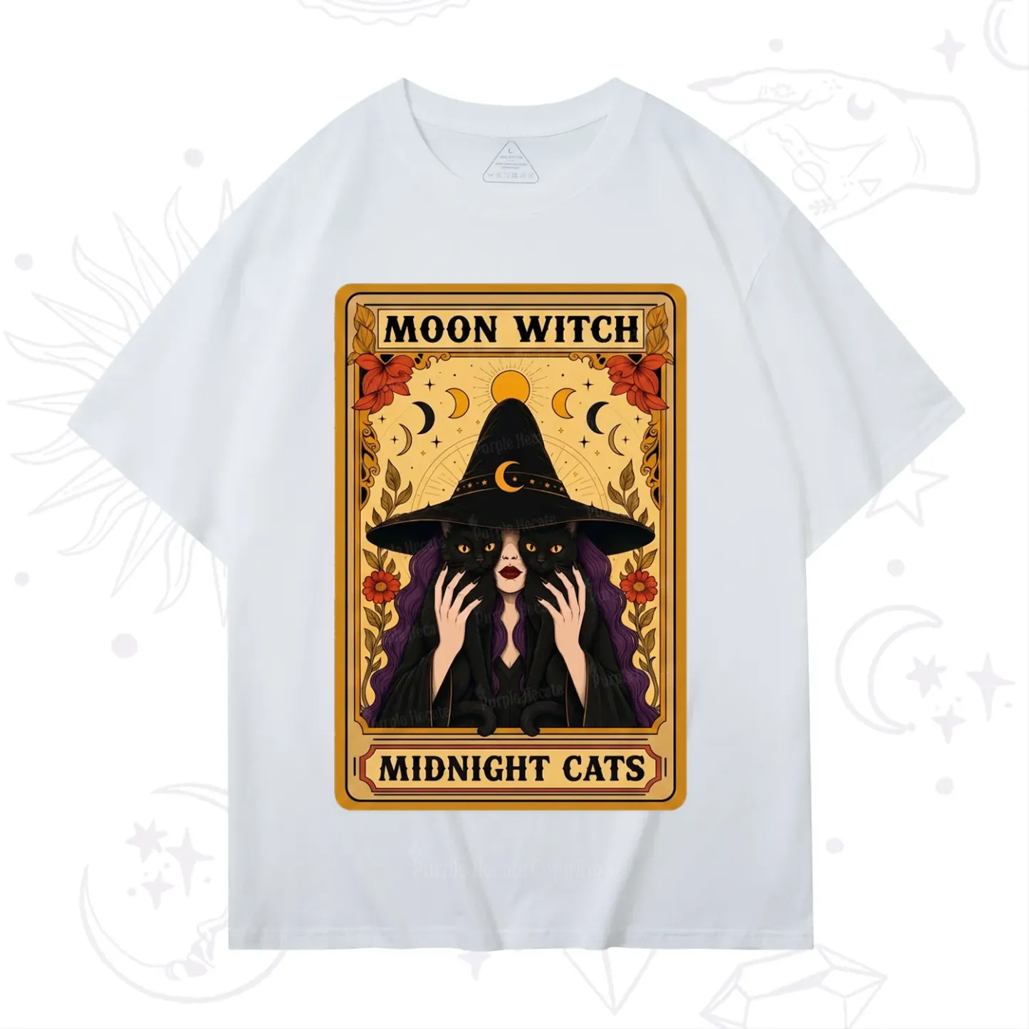Purplehecate The Moon Witch Midnight Cats Oracle Card T-Shirt