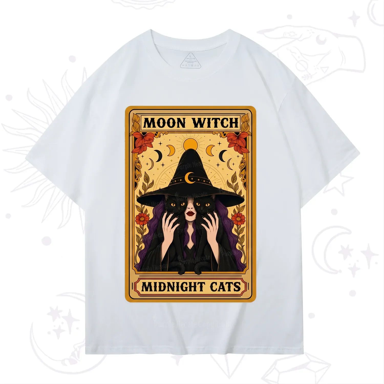Purplehecate The Moon Witch Midnight Cats Oracle Card T-Shirt