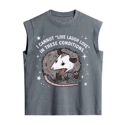 Purplehecate I Cannot Live Laugh Love Possum Vintage Washed Tank