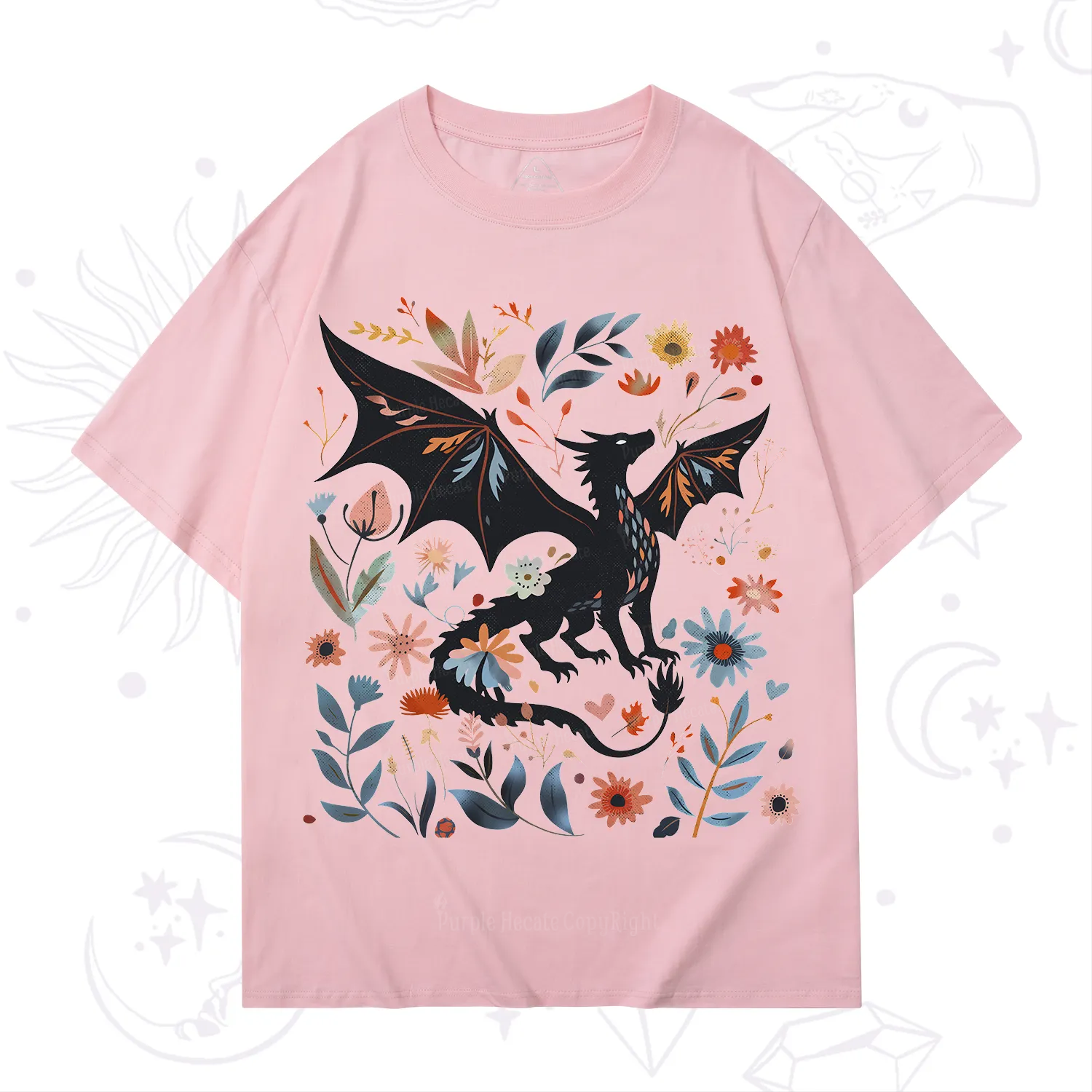 Purplehecate Vintage Fantasy Wyvern Bookish T-Shirt