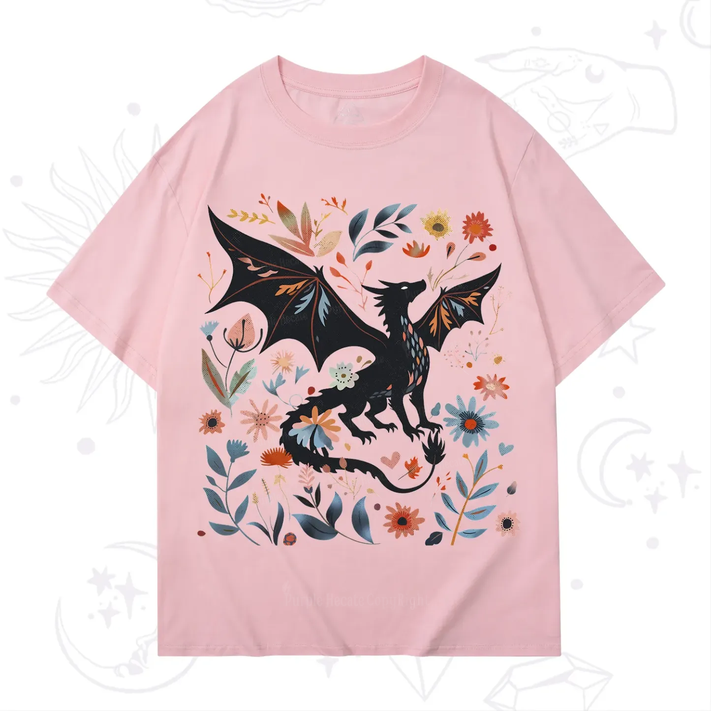 Purplehecate Vintage Fantasy Wyvern Bookish T-Shirt