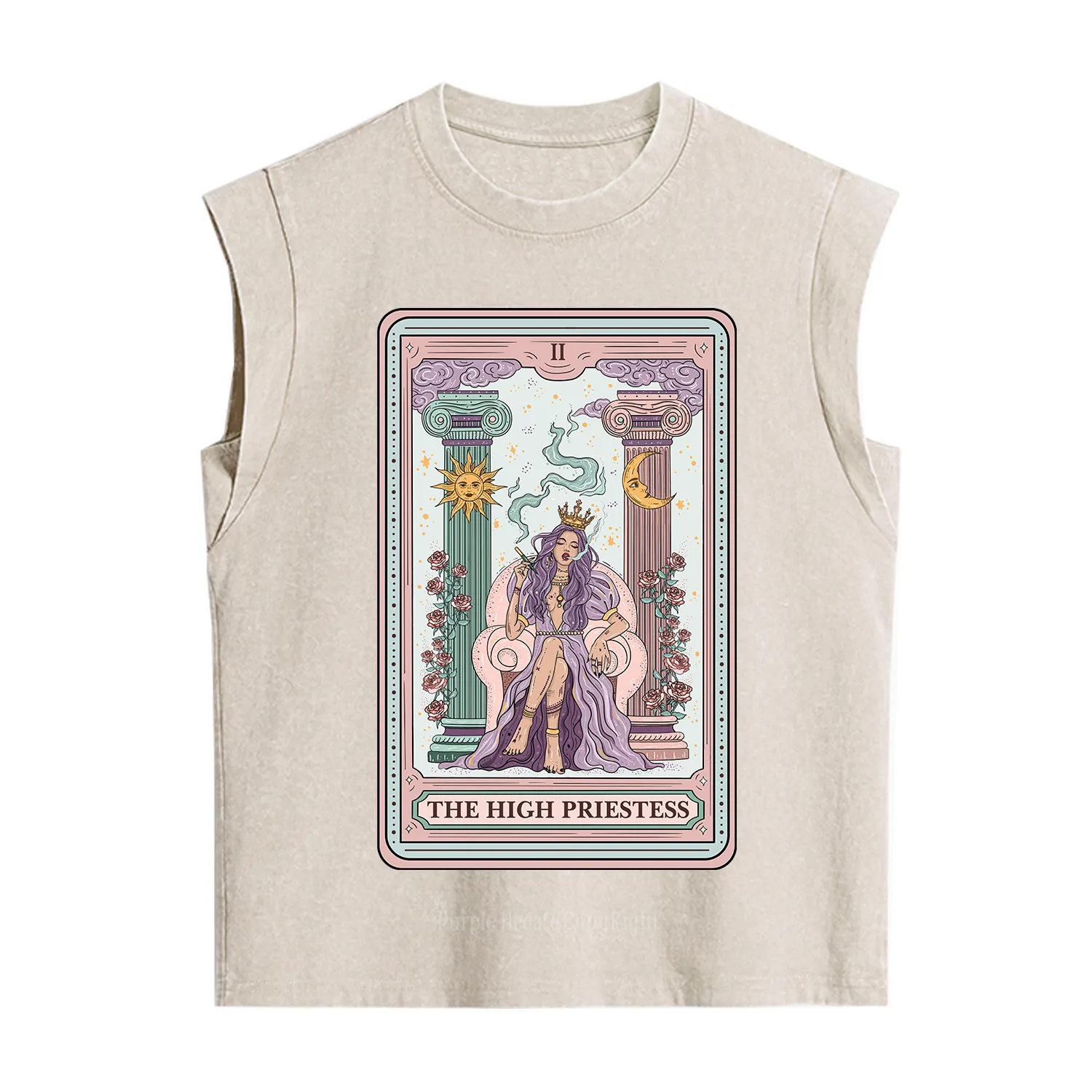 Purplehecate The High Priestess Tarot Card Vintage Washed Tank