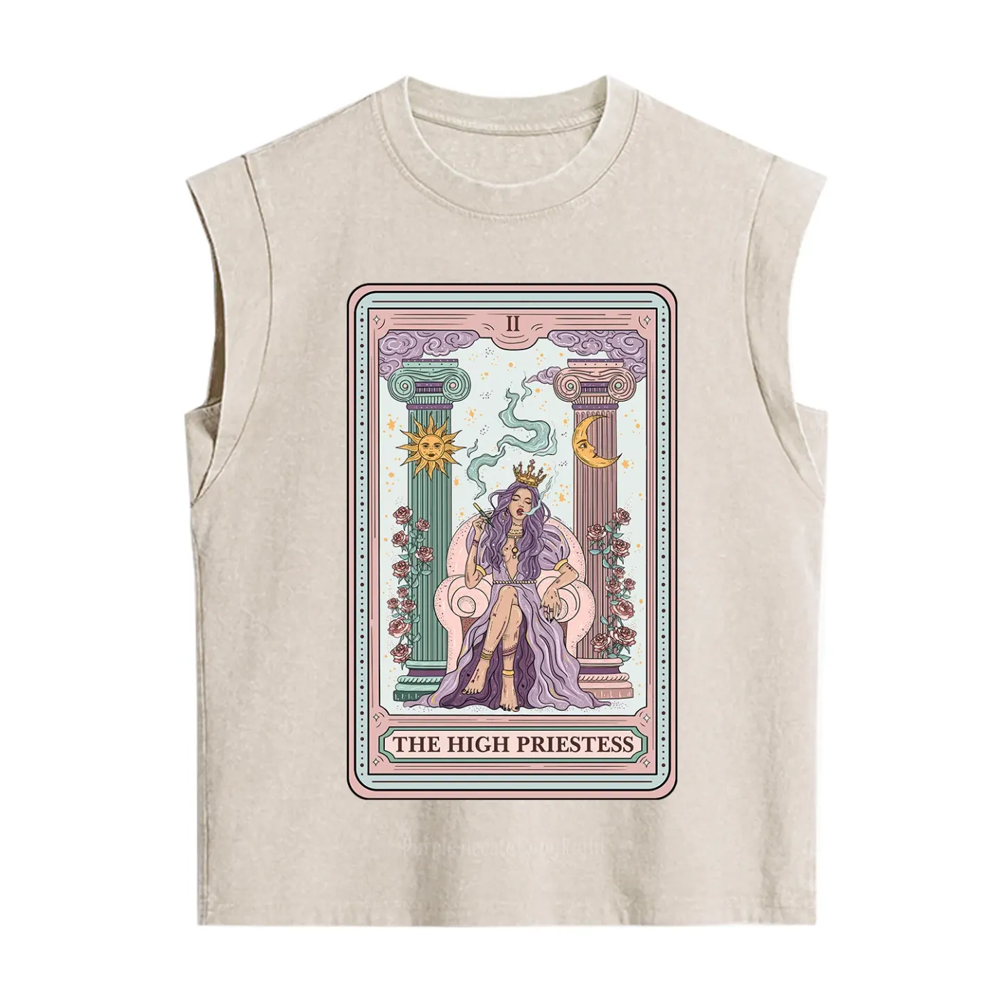Purplehecate The High Priestess Tarot Card Vintage Washed Tank