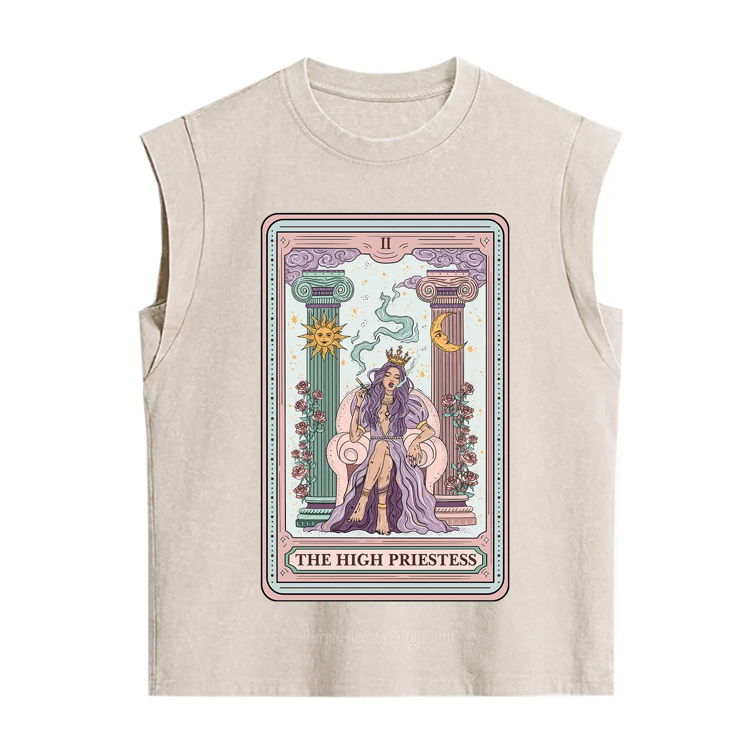 Purplehecate The High Priestess Tarot Card Vintage Washed Tank