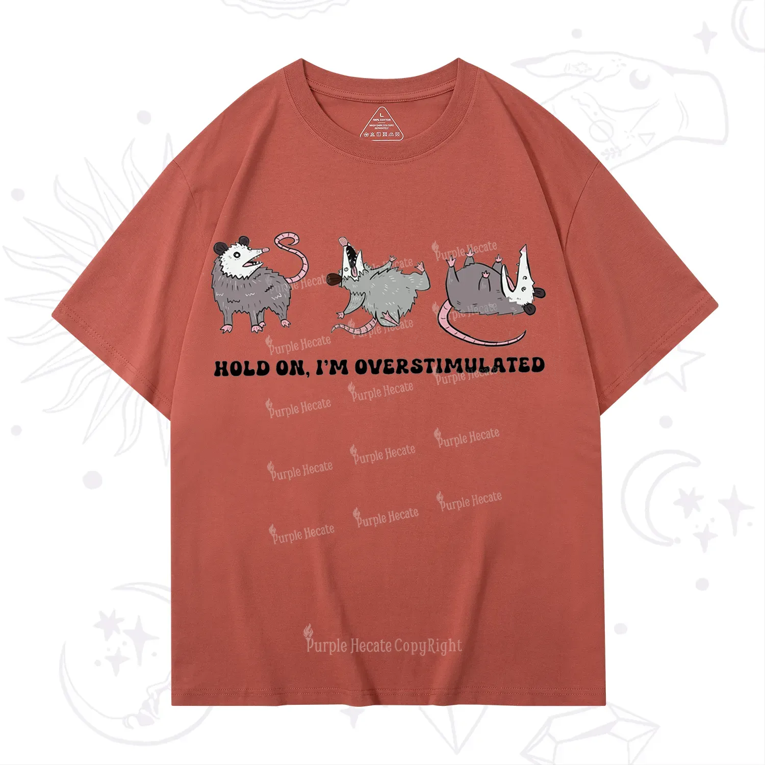 Purplehecate Hold On I'm Overstimulated T-Shirt