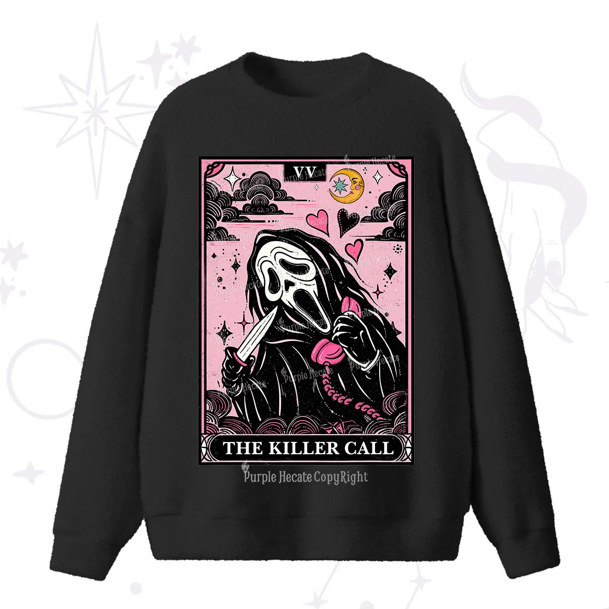 Purplehecate The Killer Call Tarot Card Fuzzy Ugly Sweater