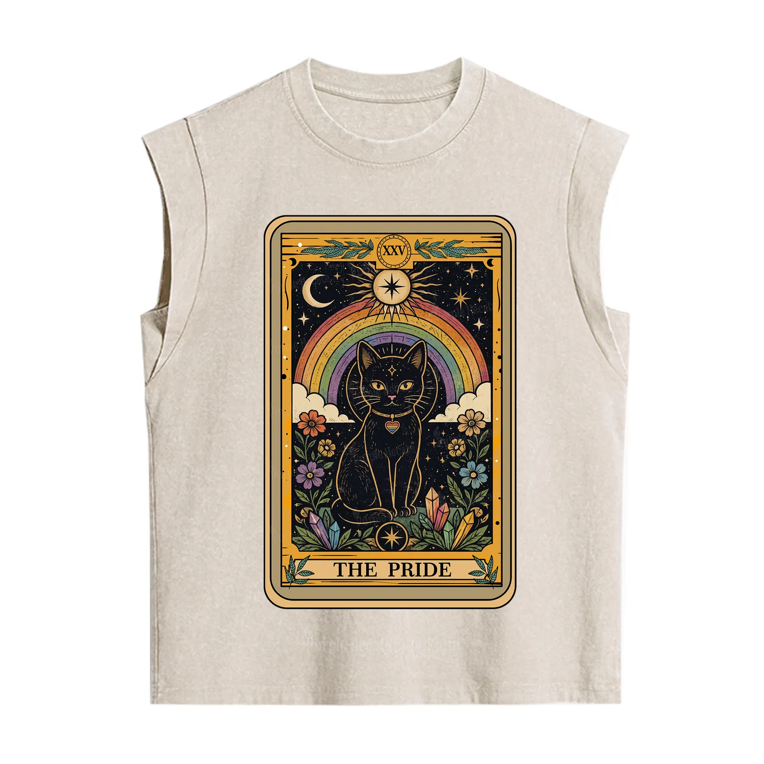 Purplehecate The Pride Black Cat Tarot Vintage Washed Tank