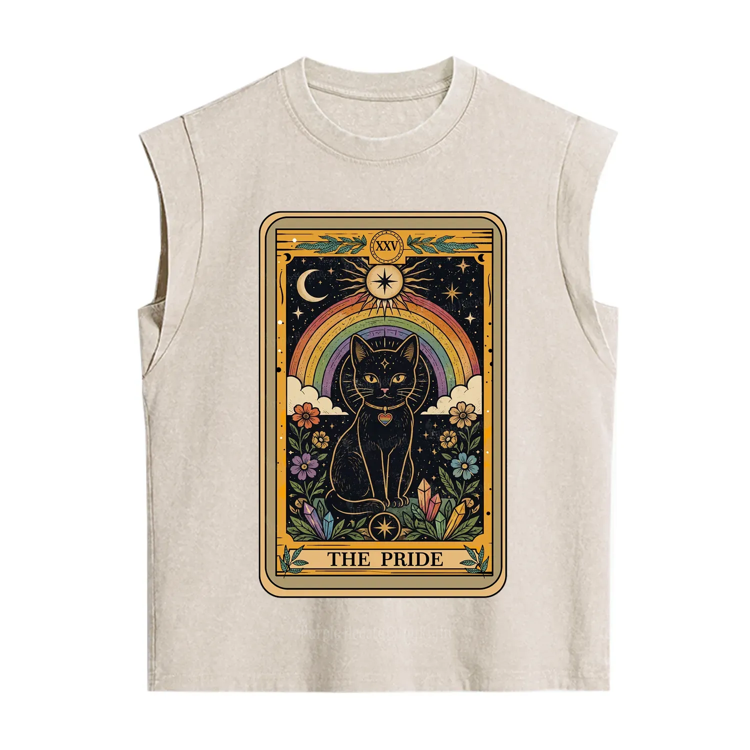 Purplehecate The Pride Black Cat Tarot Vintage Washed Tank