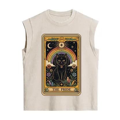 Purplehecate The Pride Black Cat Tarot Vintage Washed Tank