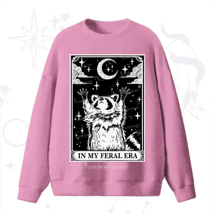 Purplehecate The In My Feral Era Oracle Card Fuzzy Ugly Sweater