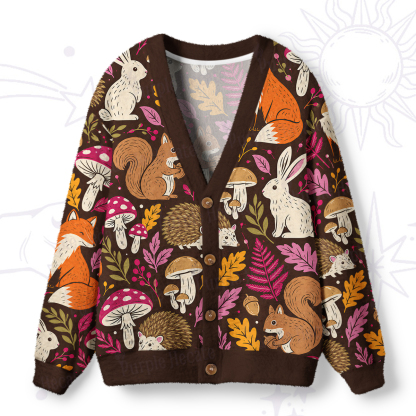 Purplehecate Autumn Forest Critters Ugly Cardigan Sweaters