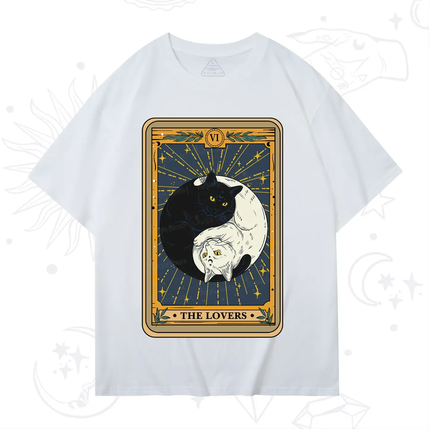 Purplehecate The Lovers Cat Tarot T-Shirt