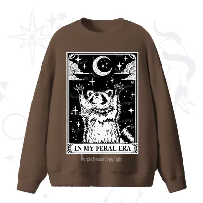 Purplehecate The In My Feral Era Oracle Card Fuzzy Ugly Sweater