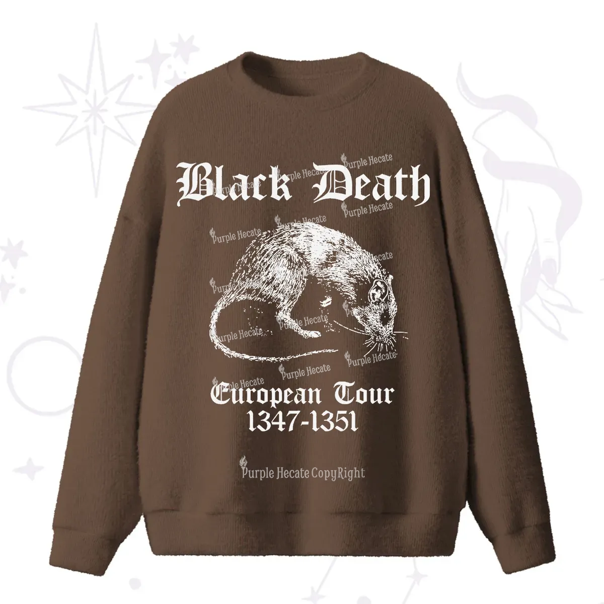 Purplehecate Black Death European Tour Fuzzy Ugly Sweater