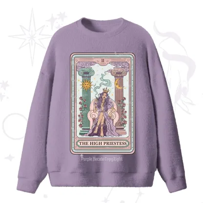 Purplehecate The High Priestess Tarot Card Fuzzy Ugly Sweater