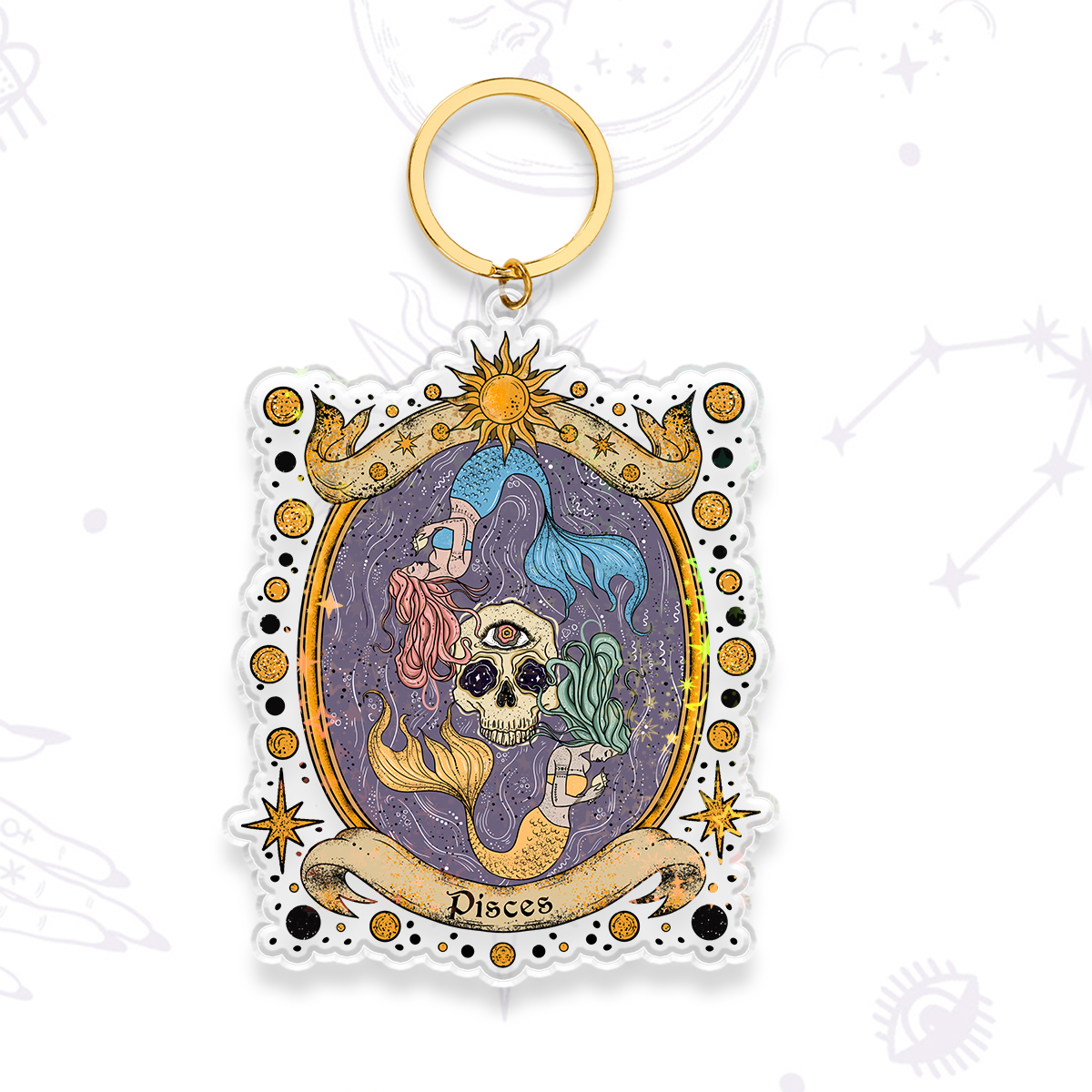 Purplehecate Celestial Pisces Zodiac Keychain