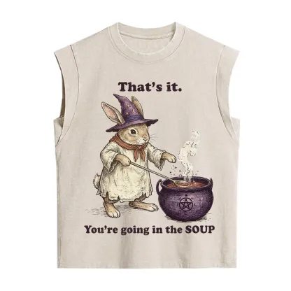 Purplehecate That's It You're Going in the Soup Witch Bunny Vintage Washed Tank