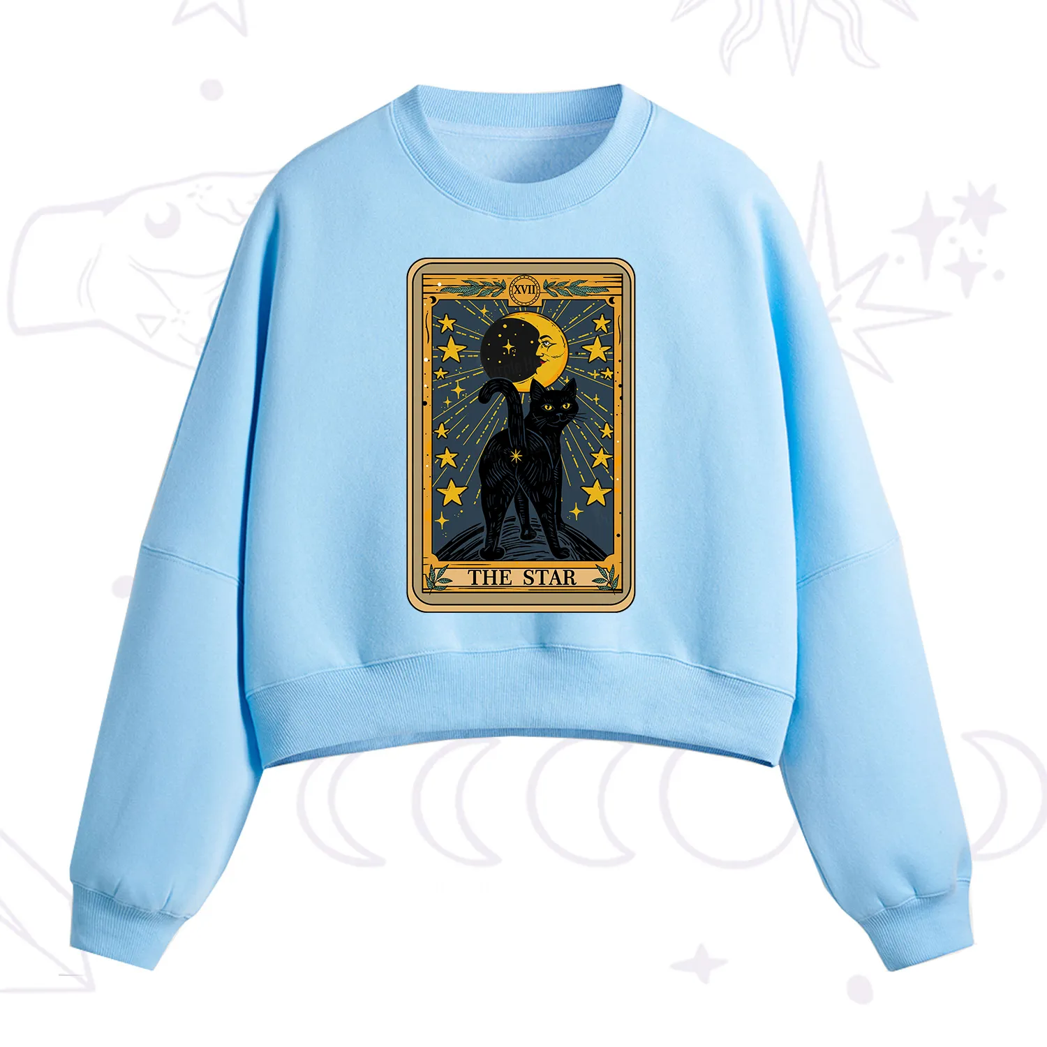 Purplehecate The Star Tarot Cat Fleece Cropped Sweatshirt