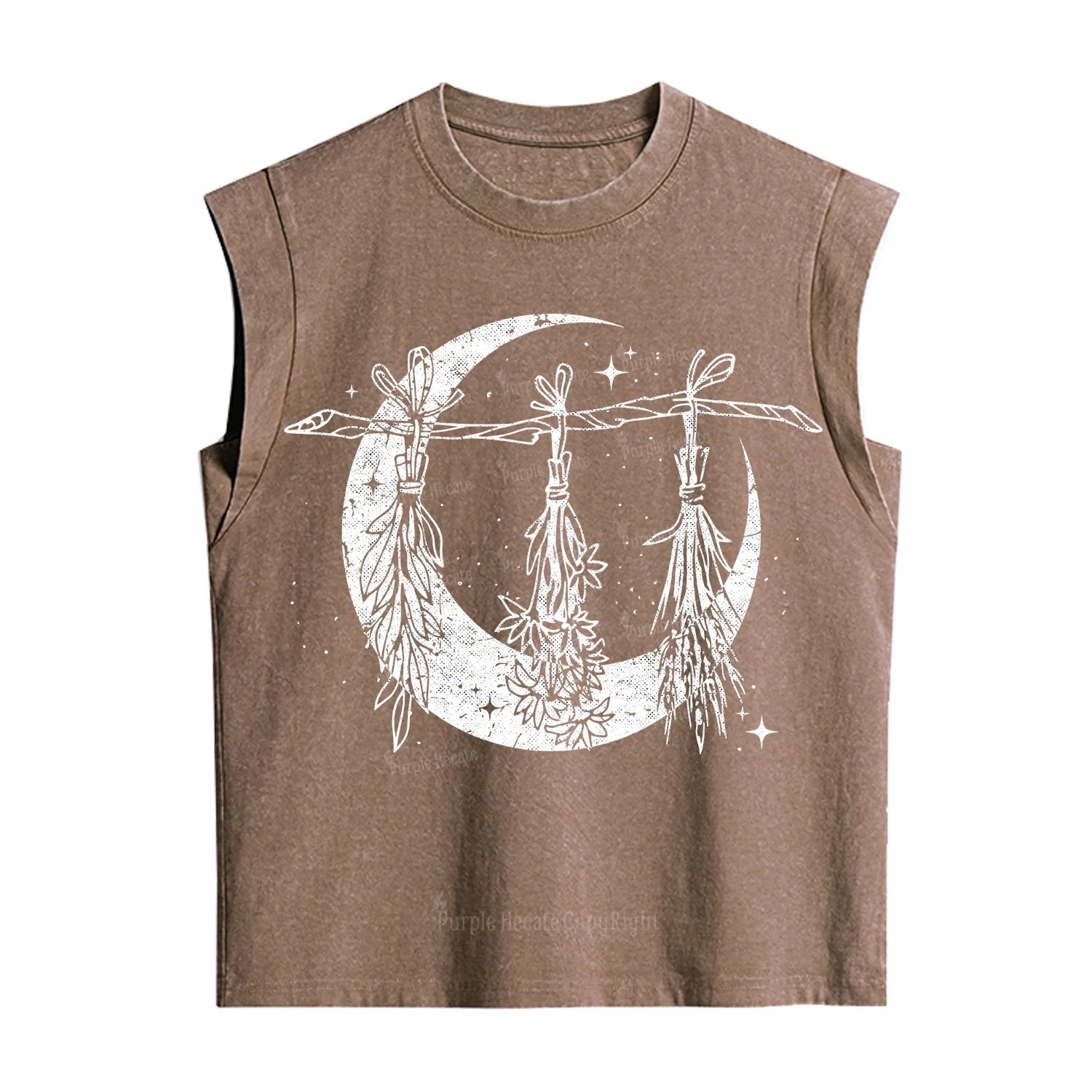 Purplehecate Witchy Moon Herbs Vintage Washed Tank