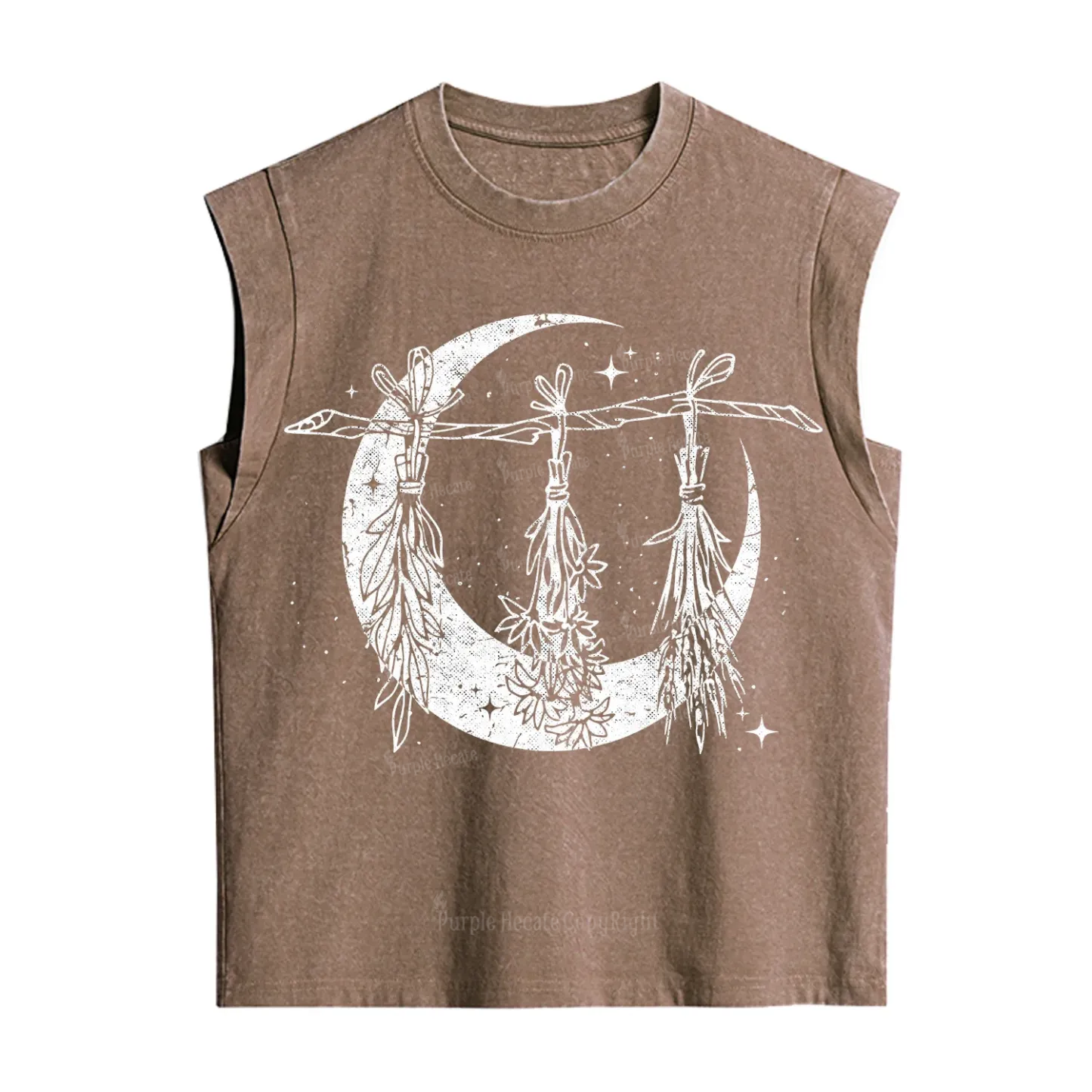 Purplehecate Witchy Moon Herbs Vintage Washed Tank