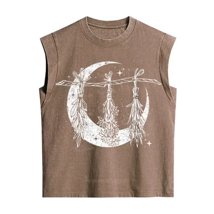 Purplehecate Witchy Moon Herbs Vintage Washed Tank