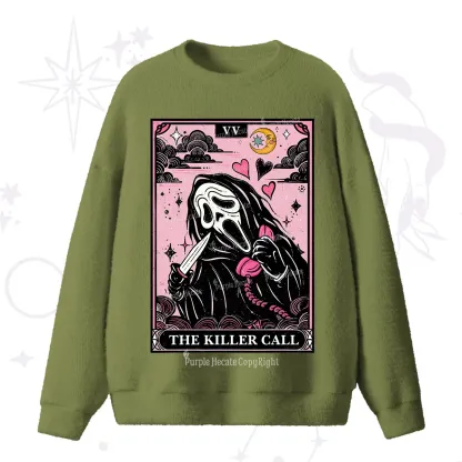 Purplehecate The Killer Call Tarot Card Fuzzy Ugly Sweater