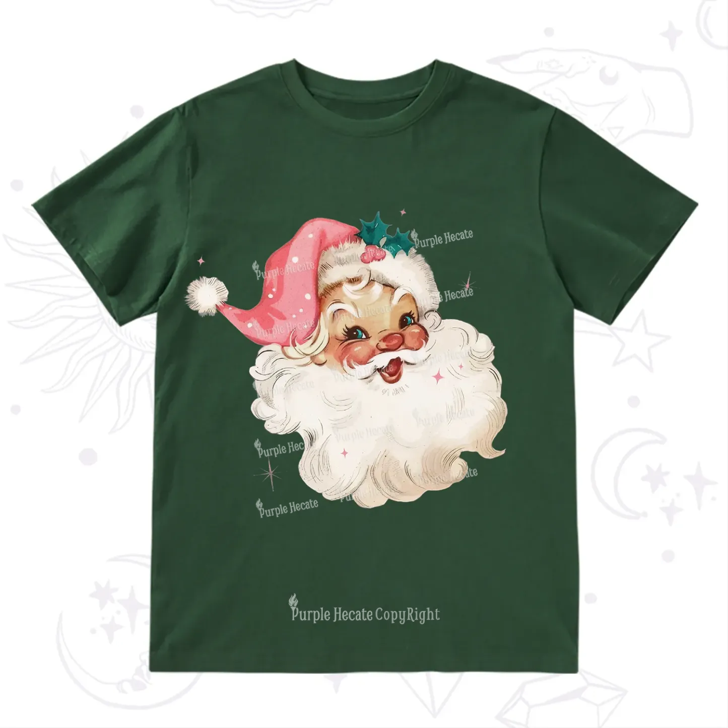 Purplehecate Pink Santa Christmas T-Shirt