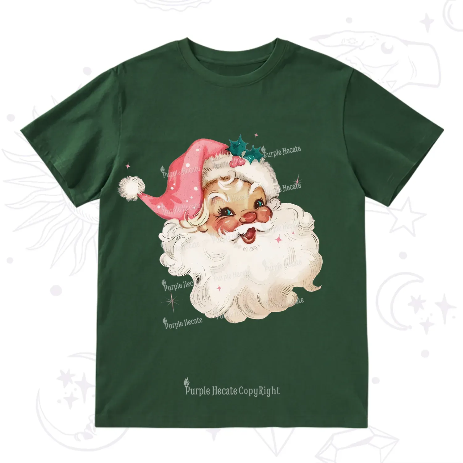 Purplehecate Pink Santa Christmas T-Shirt