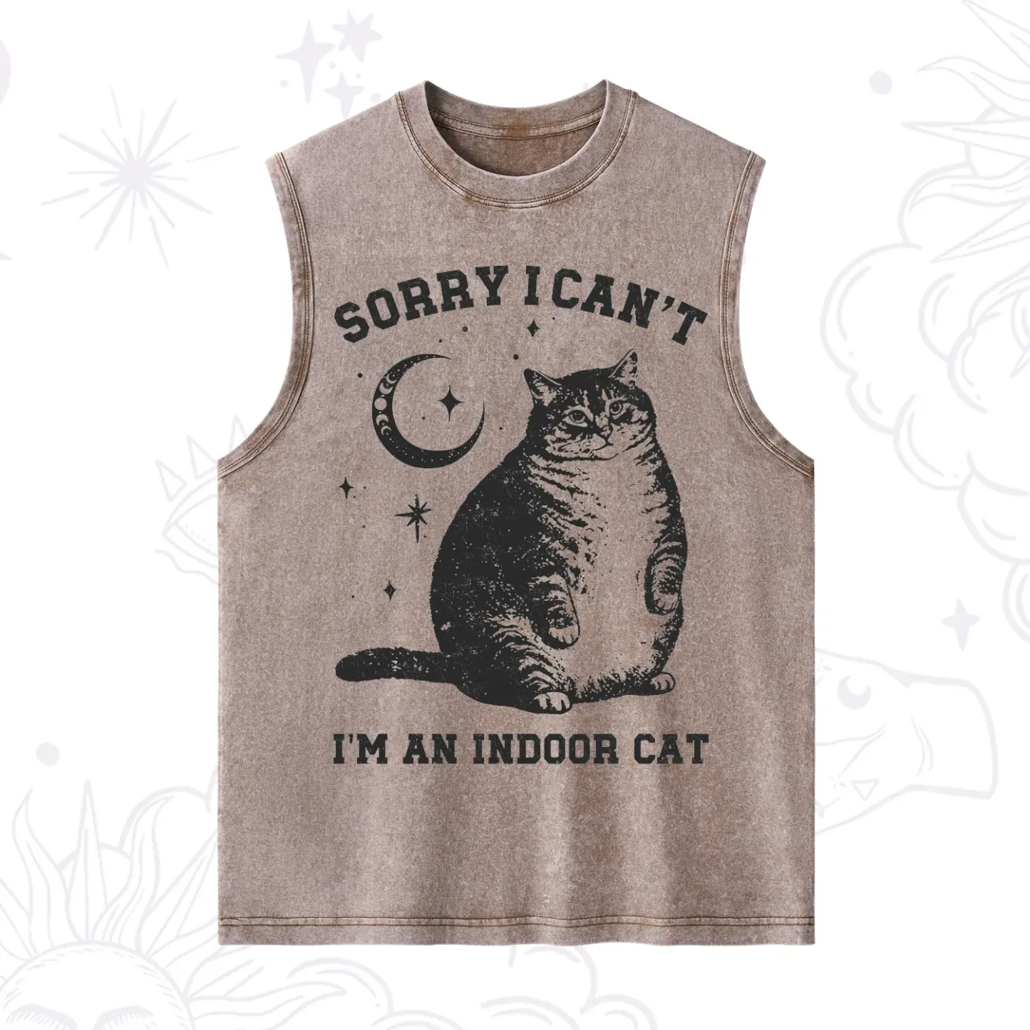 Purplehecate Sorry I Can't Go I'm an Indoor Cat Washed Tank