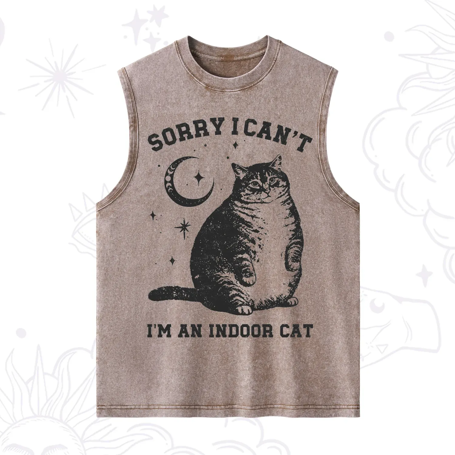 Purplehecate Sorry I Can't Go I'm an Indoor Cat Washed Tank