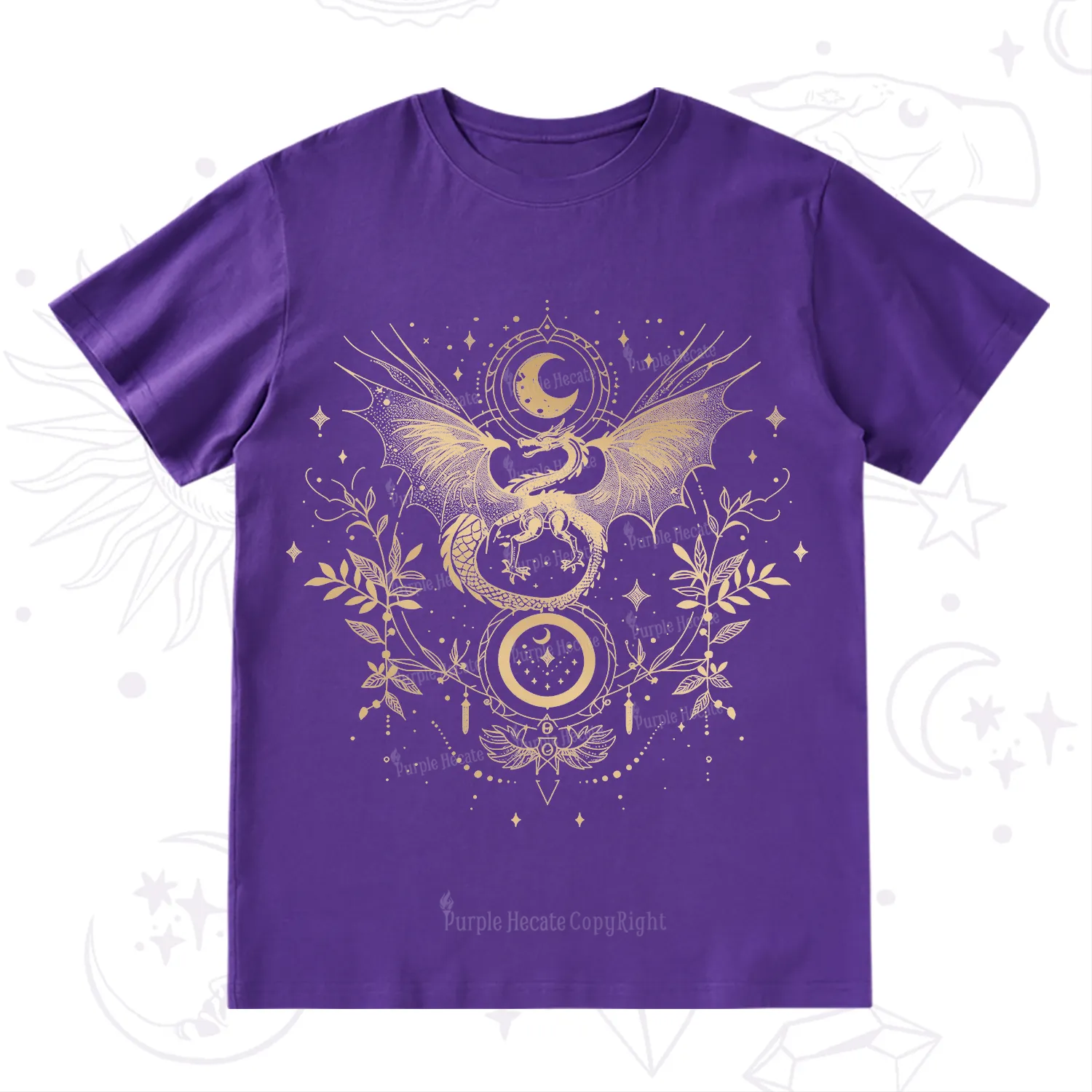 Purplehecate Celestial Dragon Moon Phase T-Shirt