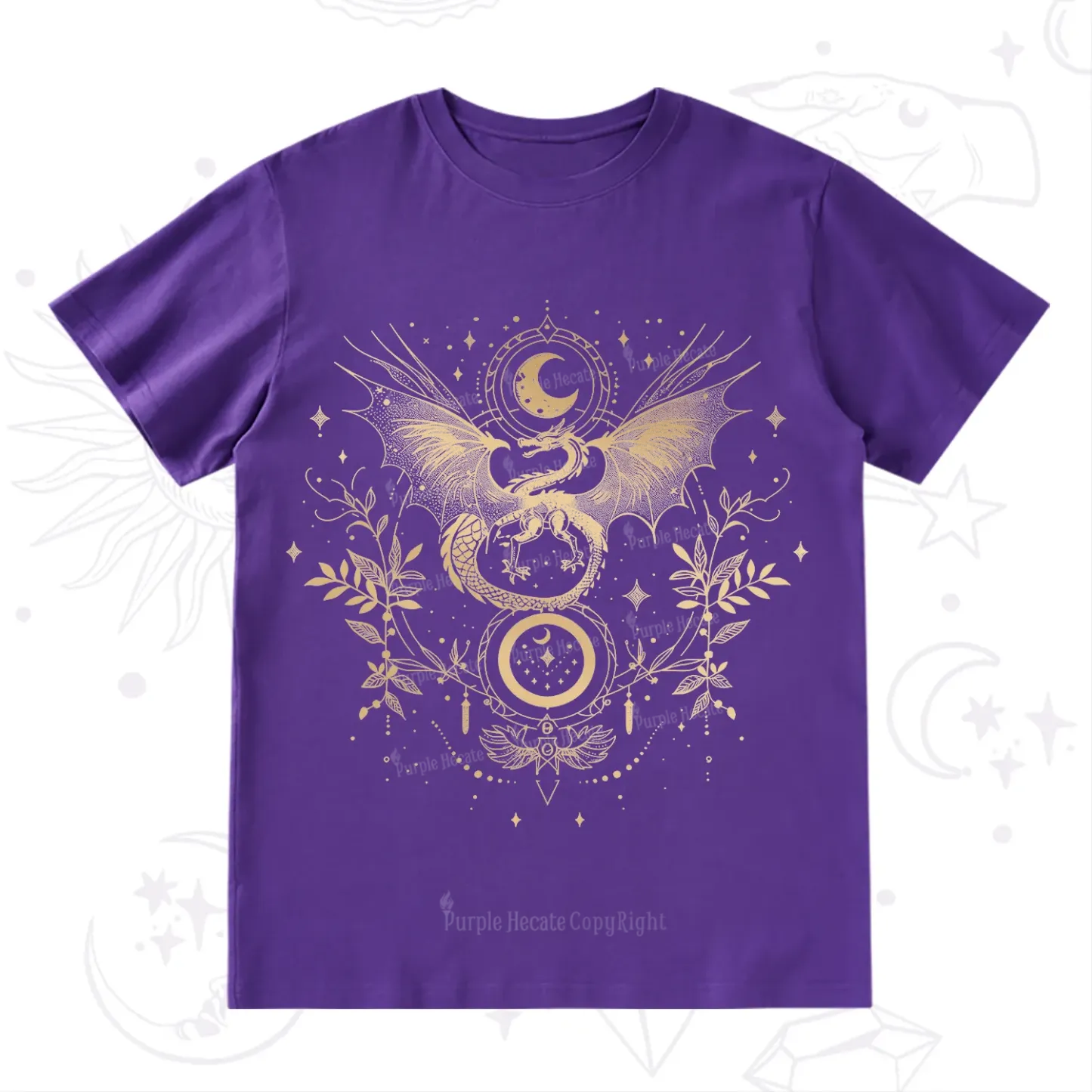 Purplehecate Celestial Dragon Moon Phase T-Shirt