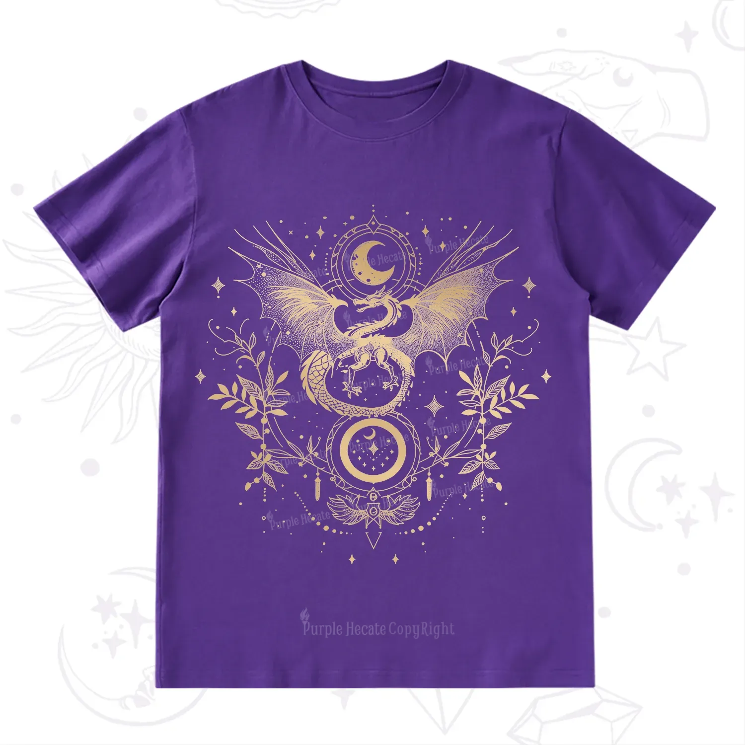 Purplehecate Celestial Dragon Moon Phase T-Shirt
