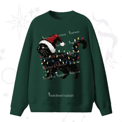 Purplehecate Cute Cat Christmas Fuzzy Sweater