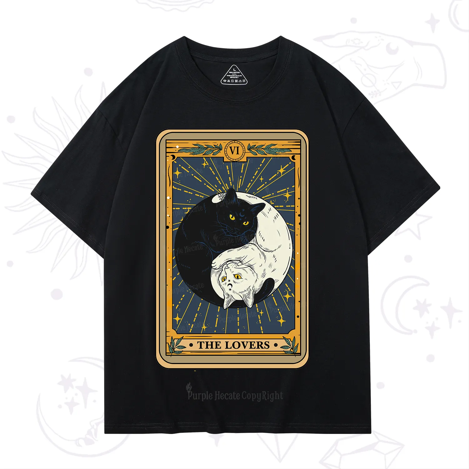 Purplehecate The Lovers Cat Tarot T-Shirt