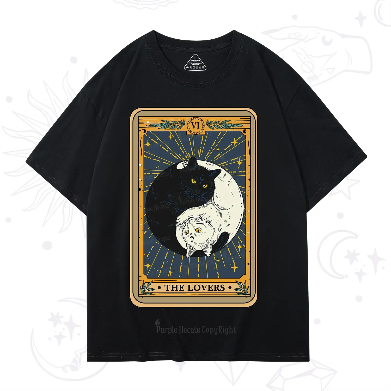 Purplehecate The Lovers Cat Tarot T-Shirt