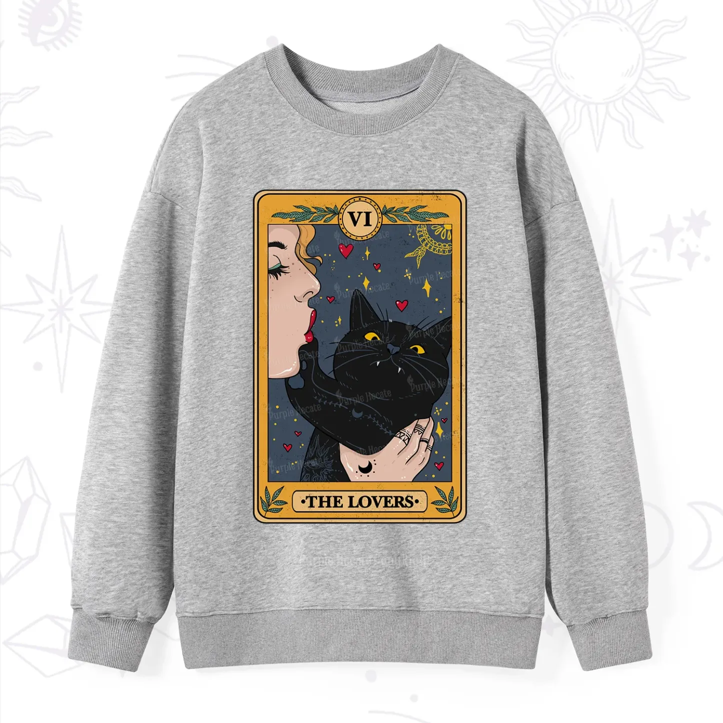 Purplehecate The Lovers Cat Tarot Sweatshirt