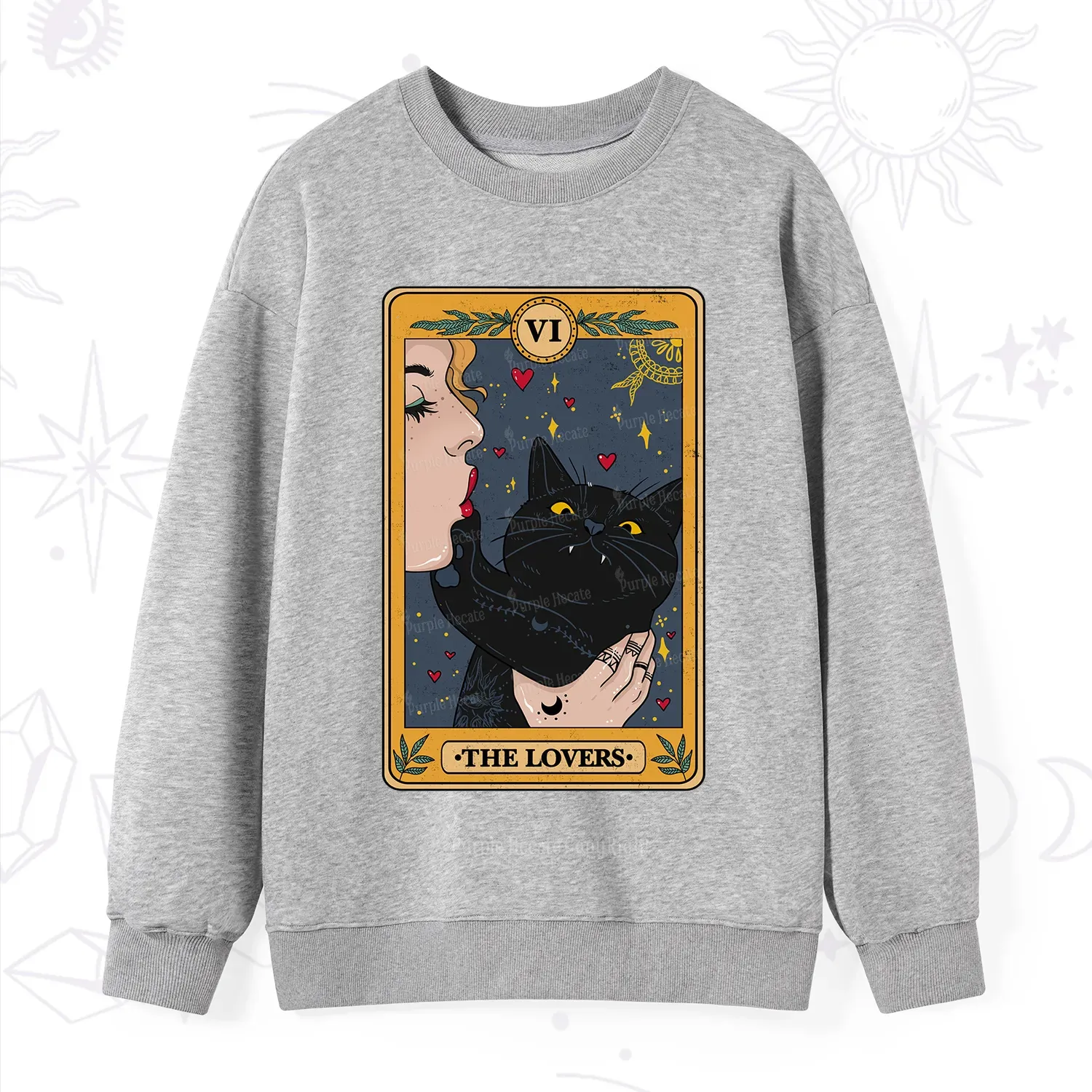 Purplehecate The Lovers Cat Tarot Sweatshirt