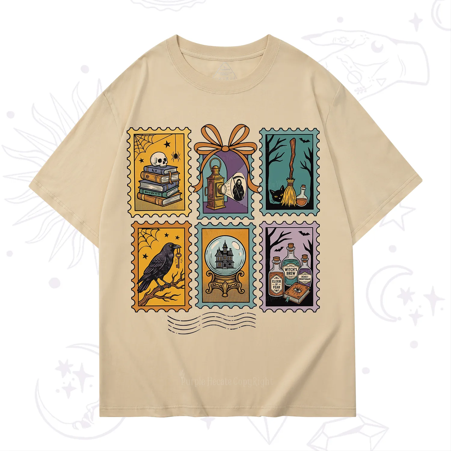 Purplehecate Halloween Witch Raven Castle Potions T-Shirt