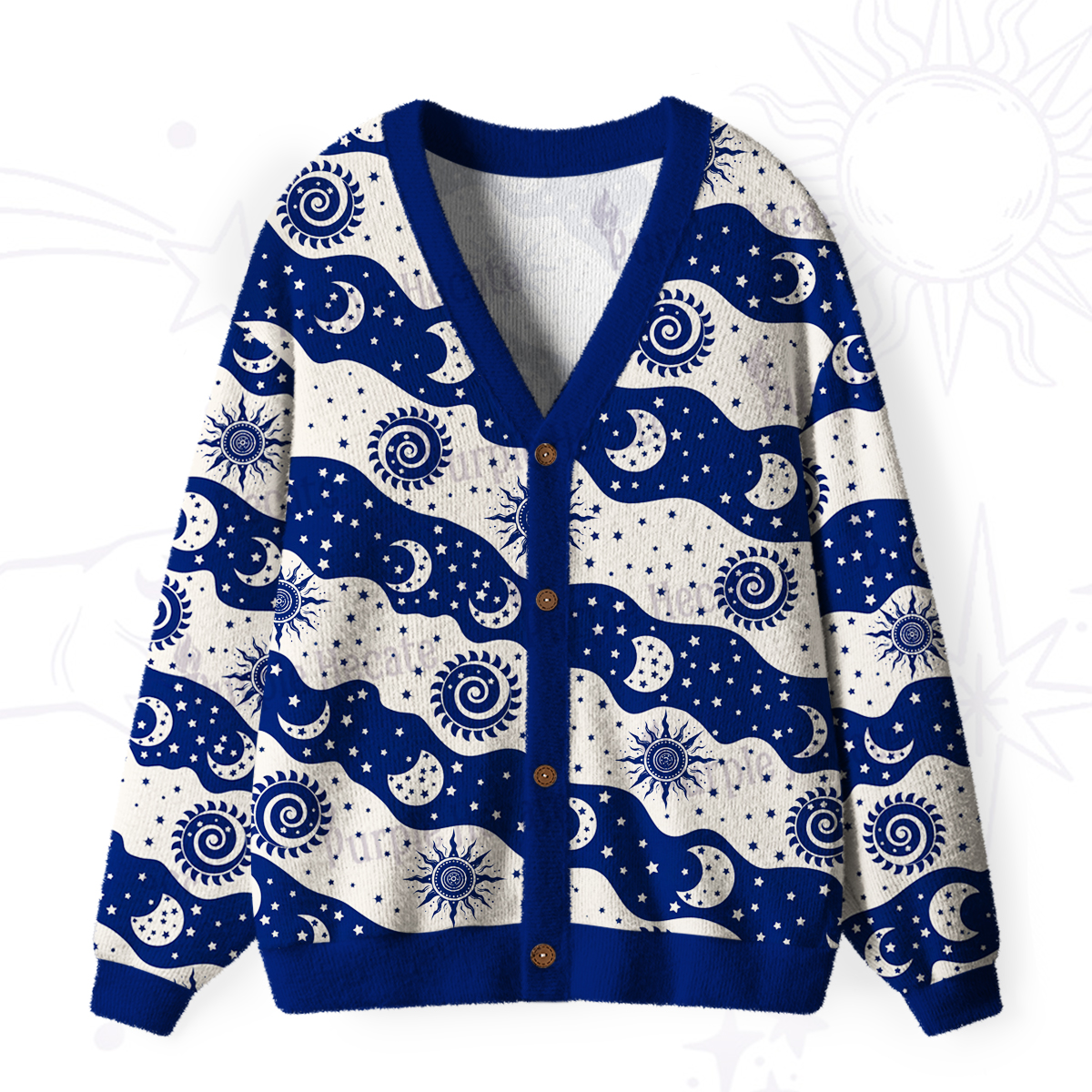 Purplehecate Starry Tides Ugly Cardigan Sweaters