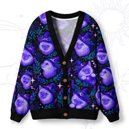 Purplehecate Starlit Magic Cat Ugly Cardigan Sweaters