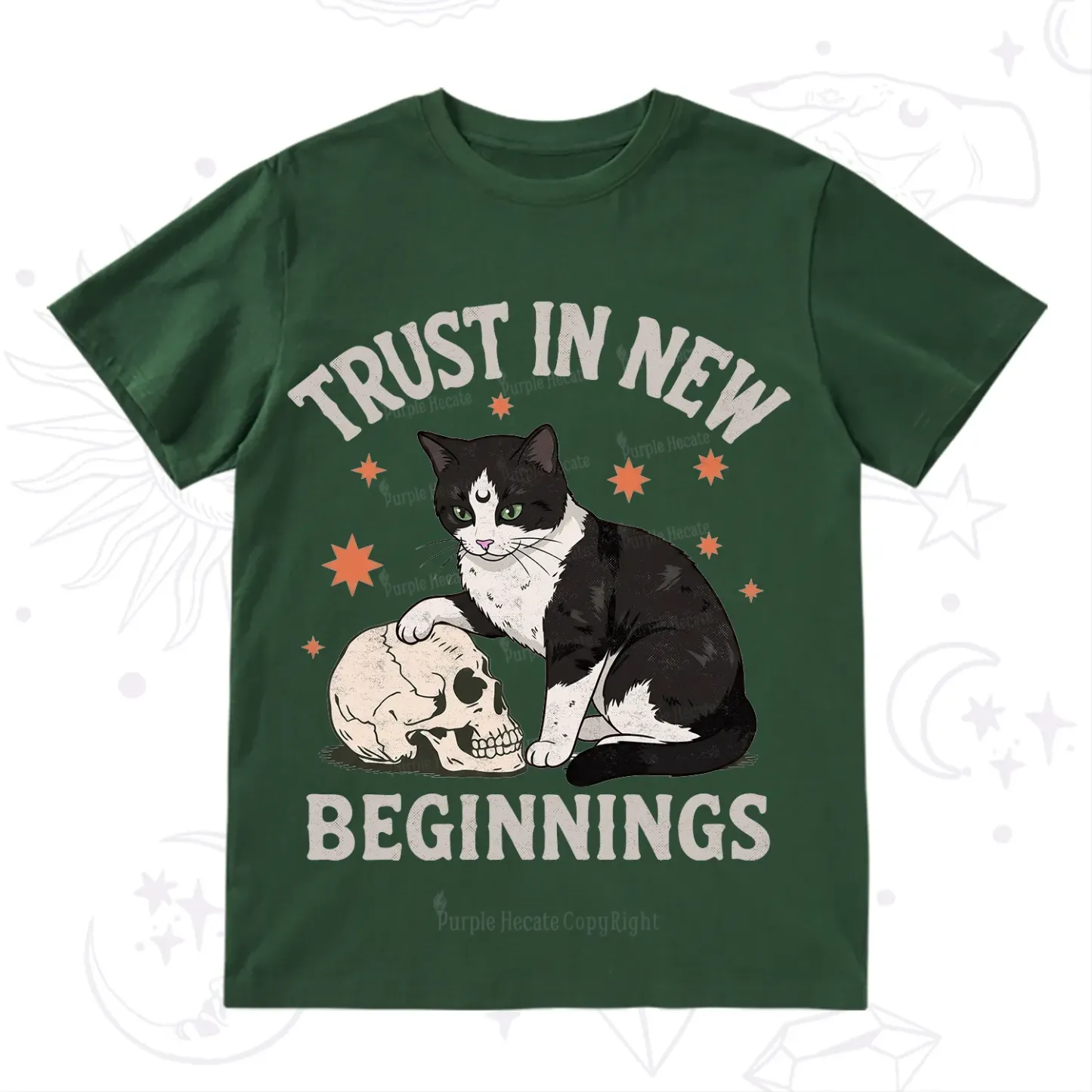 Purplehecate Trust In New Beginnings Cat T-Shirt