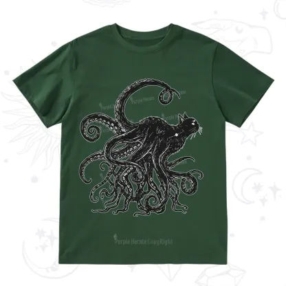 Purplehecate Black Cat with Octopus Tentacles T-Shirt