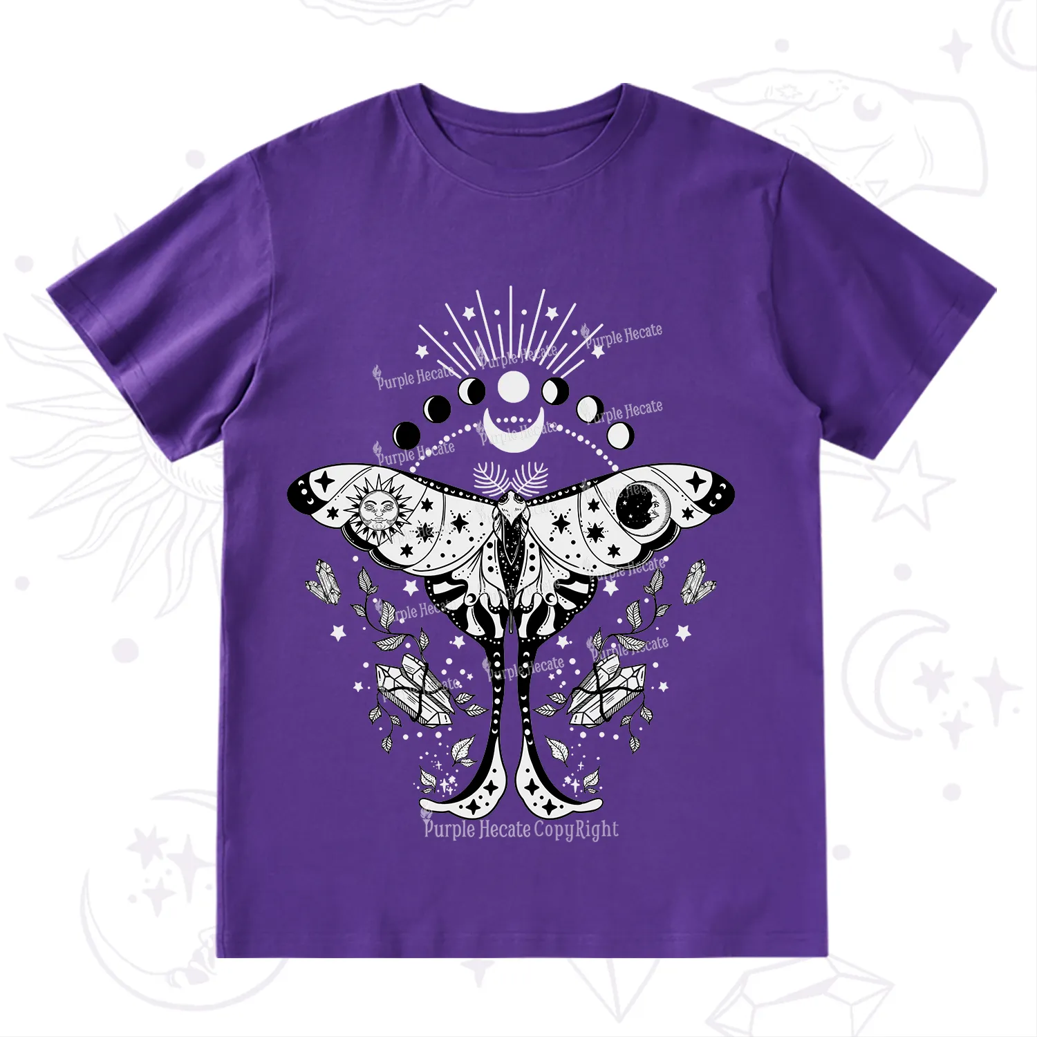 Purplehecate Moonlit Celestial Moth T-Shirt