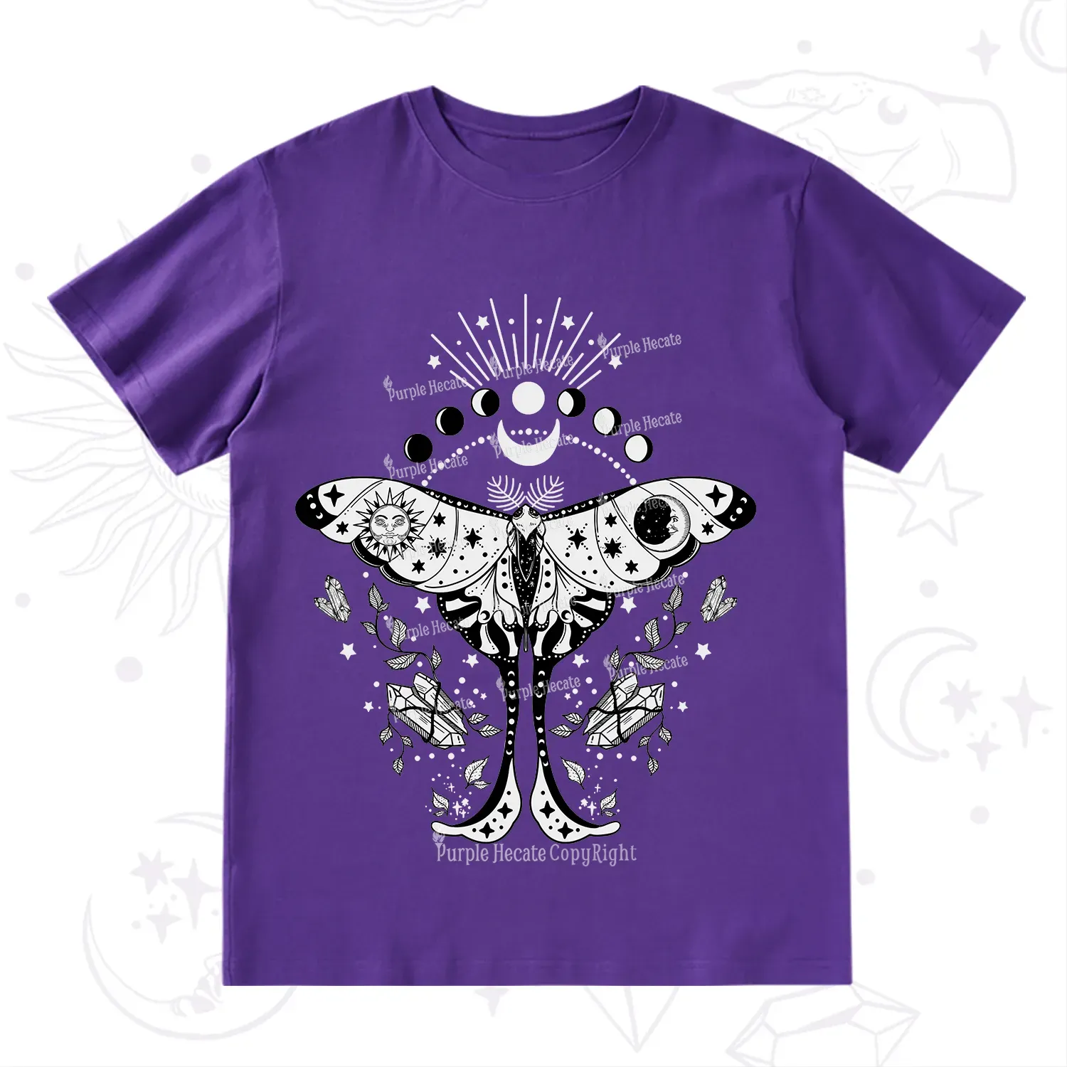 Purplehecate Moonlit Celestial Moth T-Shirt