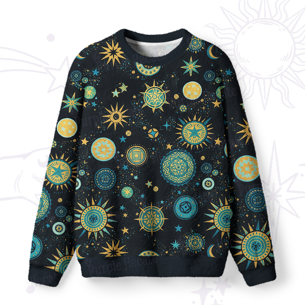 Purplehecate Starry Nigh Fuzzy Ugly Sweatshirt