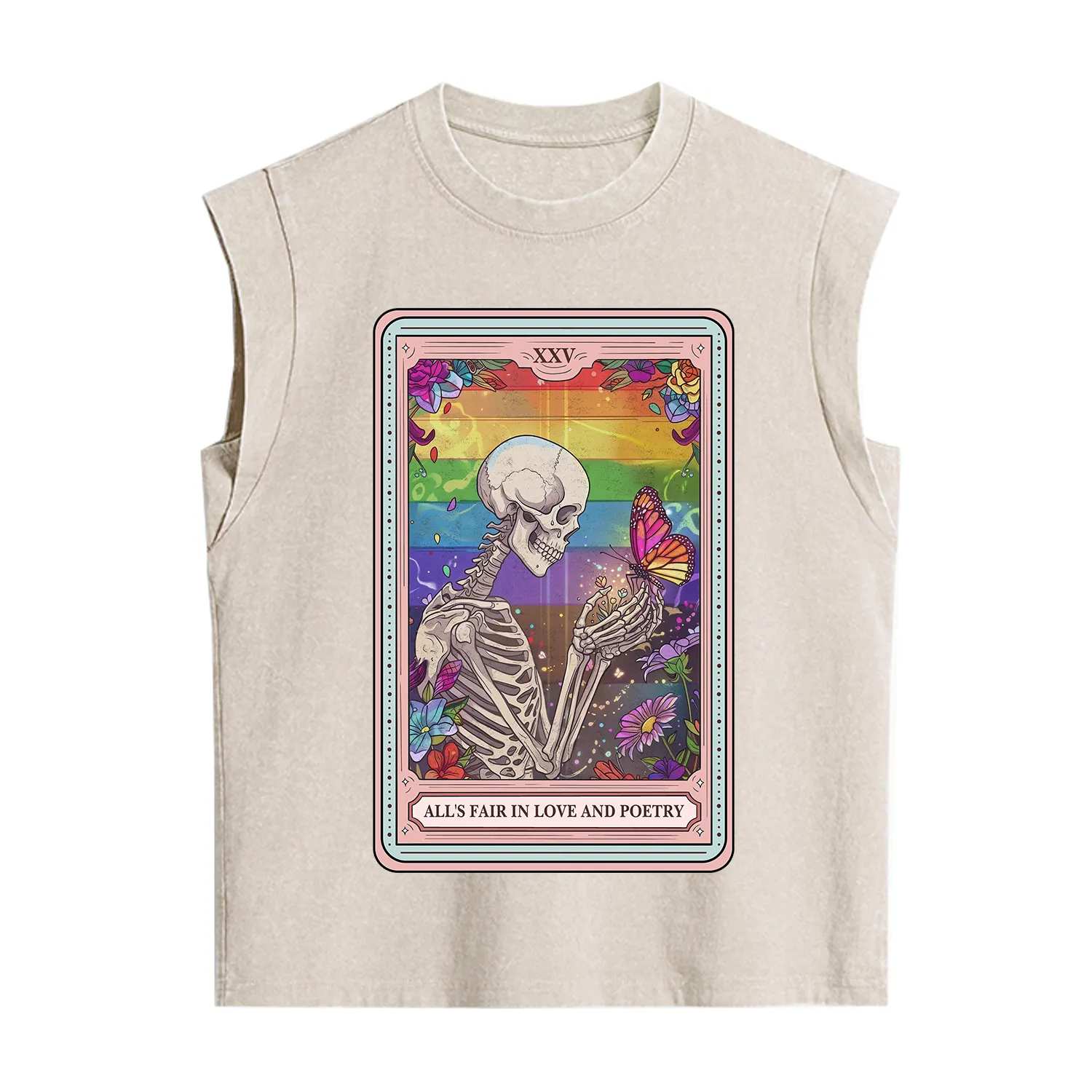 Purplehecate The All's Fair in Love and Poetry Skeleton Tarot Vintage Washed Tank