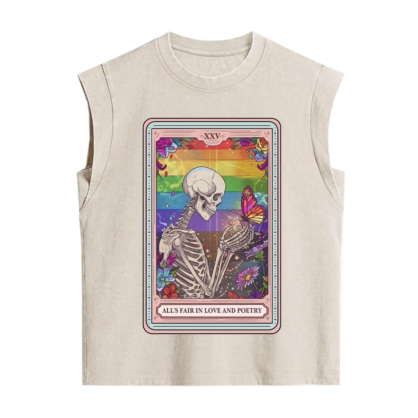 Purplehecate The All's Fair in Love and Poetry Skeleton Tarot Vintage Washed Tank