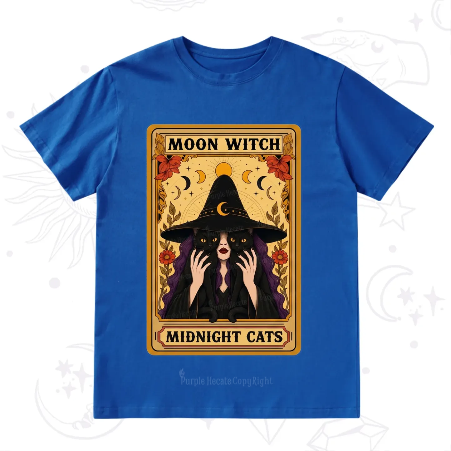 Purplehecate The Moon Witch Midnight Cats Oracle Card T-Shirt